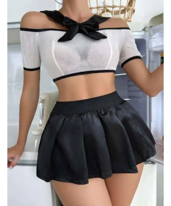 Transparan Mini Etekli Kurdela Detaylı Fantezi Kostüm