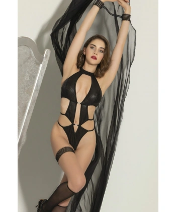 Transparan Saten Fantazi Body,derin Dekolteli Şıklık