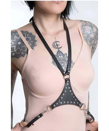 Üçgen Detaylı Deri Kemer Harness, Giysi Üzeri Harness Aksesuar - Brf1279