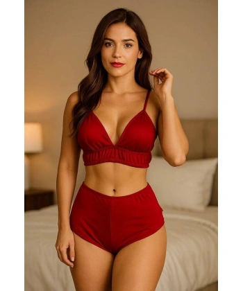 Yüksek Bel Şortlu Bralet Takım