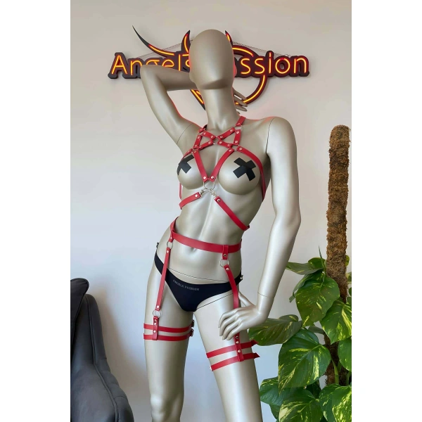 Bayan İç Giyim Deri Jartiyer Takım - Brf525