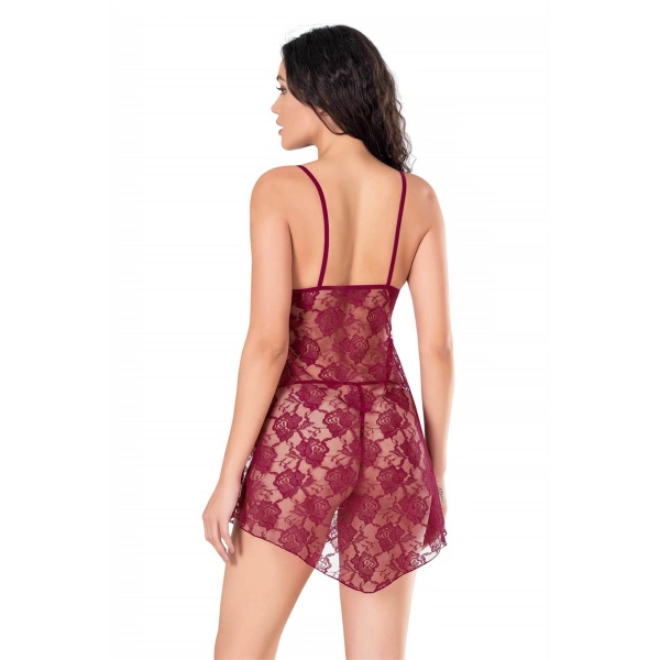 Beruflic  Bordo Kısa Tül Gecelik