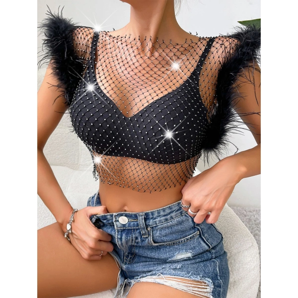 Crop Elbise  Tüylü.