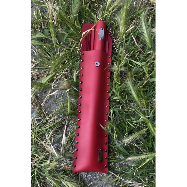 Deri Çantalı Kırmızı Kırbaç, Şık Deri Kırbaç, Sexy Aksesuar - Brf1287