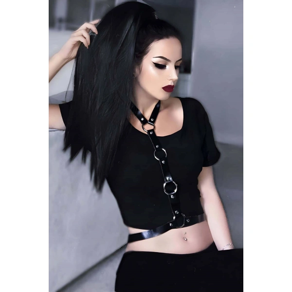 Elbise Üzeri Şık Deri Harness - Brf423