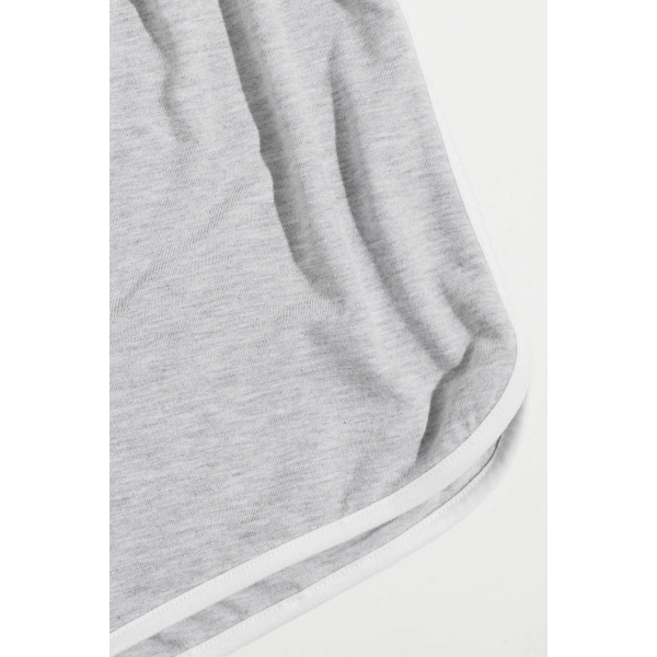 Kadın Gri Askılı Crop Top Ve Şortlu Gecelik Takım