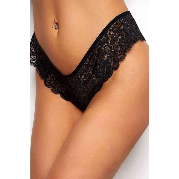 Kadın Siyah Dantelli Seksi Külot