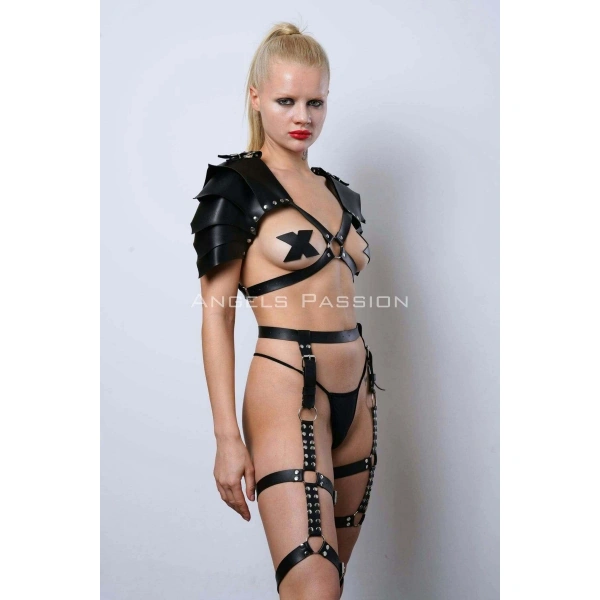 Kadın Viking Savaşçı Kostüm, Deri Savaşçı Kadın Harness Takım - Brf1345