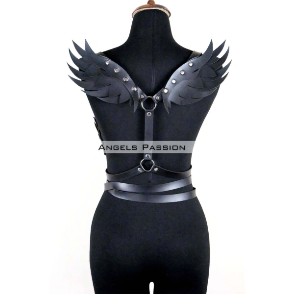 Kanatlı Detaylı Şık Göğüs Harness , Kanat Detaylı Deri Kemer - Brf1097