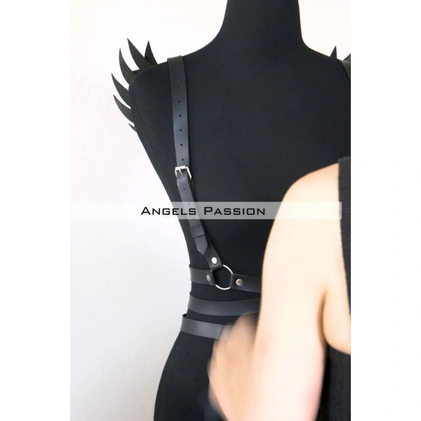 Kanatlı Detaylı Şık Göğüs Harness , Kanat Detaylı Deri Kemer - Brf1097