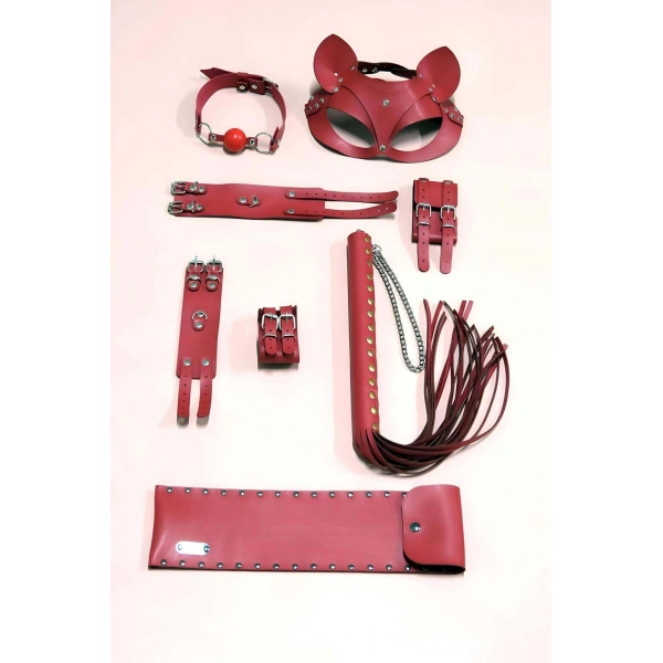 Kırbaç Kelepçe Set, 5li Set, El - Ayak Kelepçesi, Maske, Ağız Topu - Brf1307