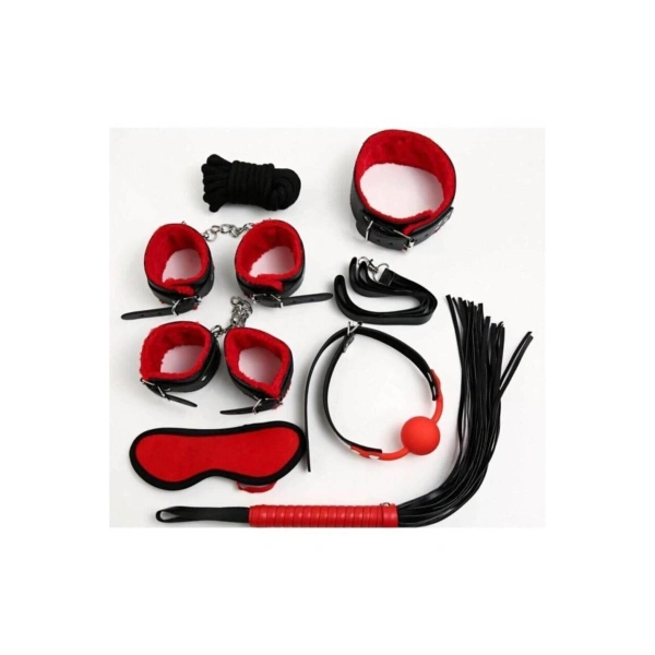 Kırmızı/siyah İçi Tüğlü Deri 7 Li Harnes Set 700033