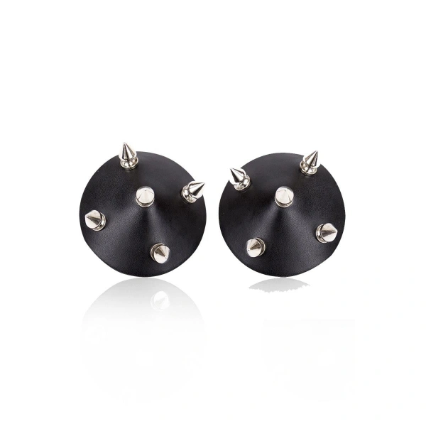 Siyah Çivili Deri Fantezi Göğüs Ucu Kapatıcı