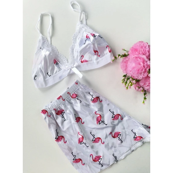 Şortlu Sexy Filamingolu Takım