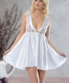 Beyaz Dantelli Saten Gecelik - M-395