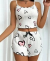 Beyaz Kalp Desen Detaylı 2li Pijama Takımı