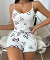 Beyaz Kalp Desen Detaylı 2li Pijama Takımı