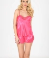 Fuşya Saten Babydoll Şortlu Takım - 279