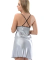 Gri Dantelli Saten Gecelik - M-386
