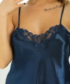 Lacivert Saten Babydoll Şortlu Takım - 259