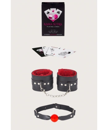 Beruflic Sexy Görselli Oyun Kartı Kama Sutra Ağız Topu Kelepçe Set