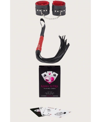 Beruflic Sexy Görselli Oyun Kartı Kama Sutra Kelepçe Kırbaç Set