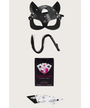 Beruflic Sexy Görselli Oyun Kartı Kama Sutra Kırbaç Maske Set