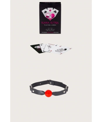 Beruflic Sexy Görselli Oyun Kartı Kama Sutra Siyah Kırmızı Ağız Topu Set