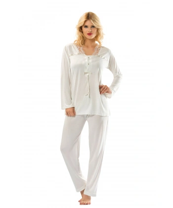 Ekru Penye Pijama Takımı - 1556