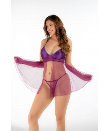 Mor Tül Gecelik - 672