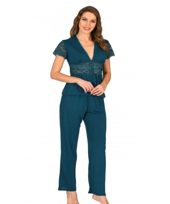 Petrol Yeşili Penye Pijama Takımı - 1633