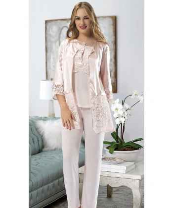 Pudra Penye Pijama Takımı - 1417