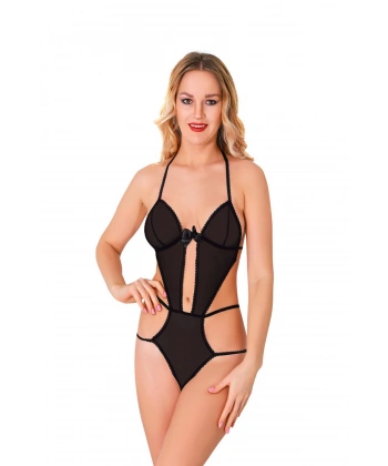 Siyah Lcralı Tül Bodysuit - 931