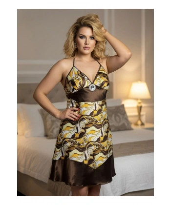 Zarif Desenli Saten Gecelik