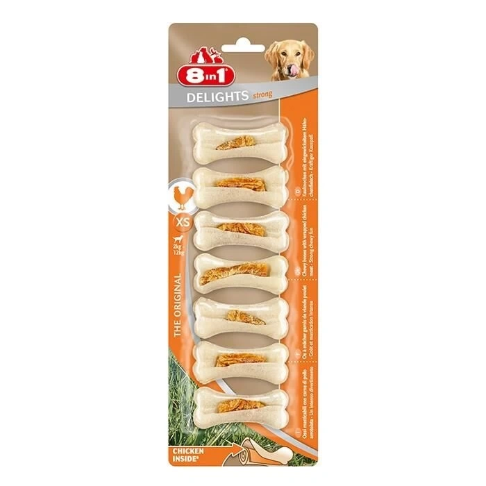 8in1 Delights Strong Küçük Irk Köpekler İçin Press Kemik 7li