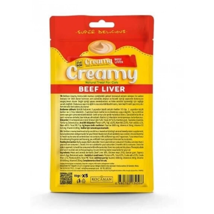 Delibon Creamy Dana Ciğerli Kedi Ödül Maması 15 gr 5li