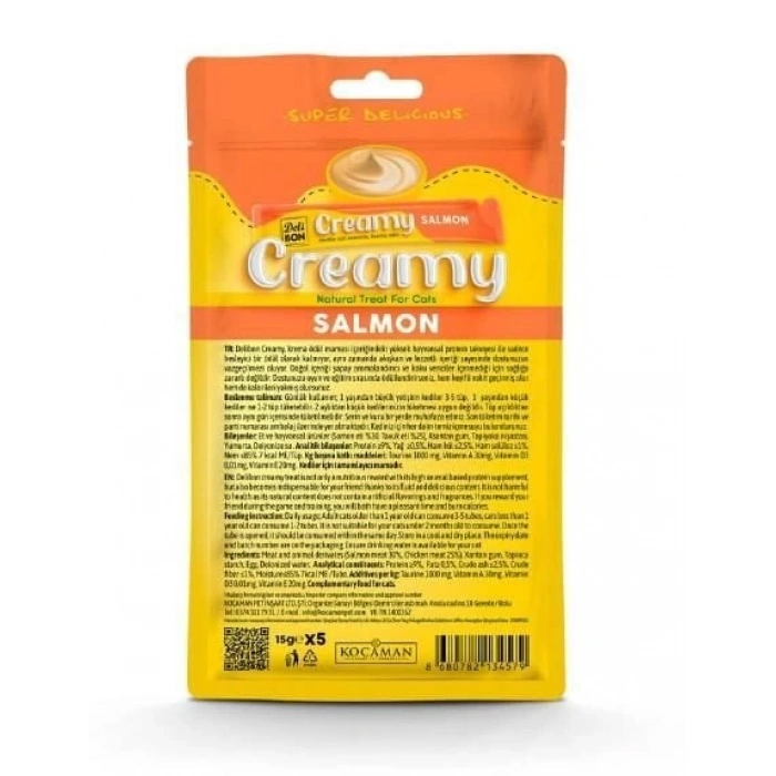 Delibon Creamy Somonlu Kedi Ödül Maması 15 gr 5li