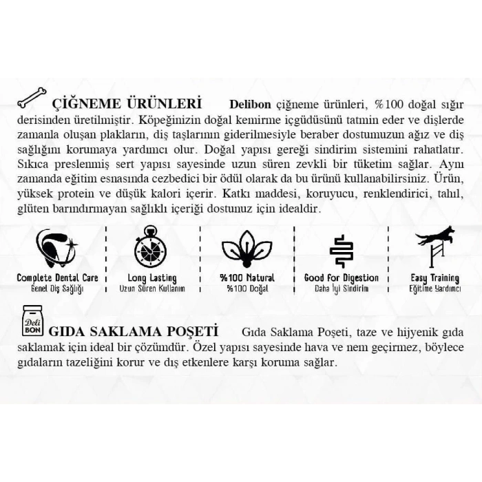 Delibon Süper Munchy Çubuk Dana Memeli Köpek Çiğneme Kemiği İnce 25li