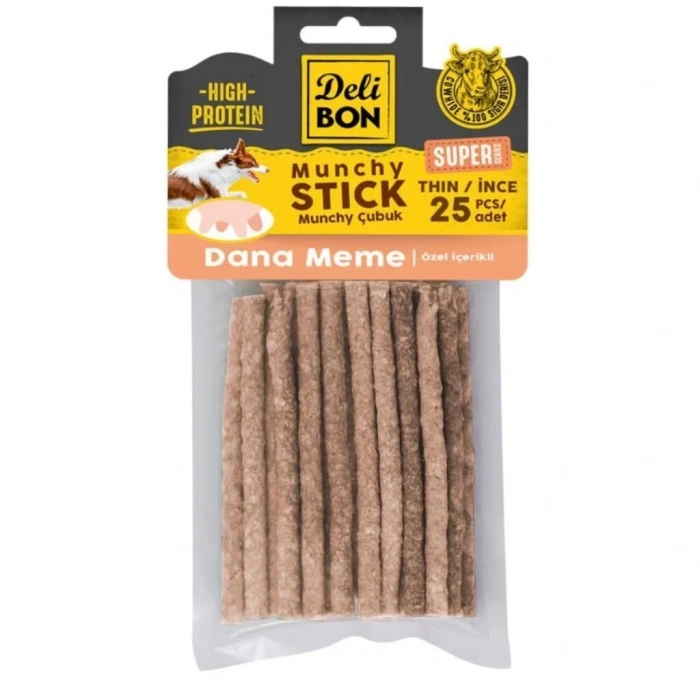 Delibon Süper Munchy Çubuk Dana Memeli Köpek Çiğneme Kemiği İnce 25li