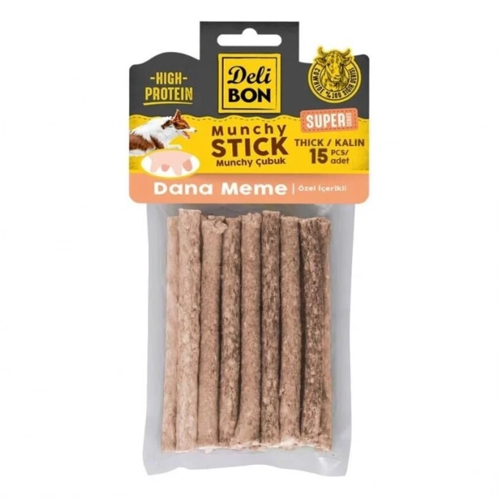 Delibon Süper Munchy Çubuk Dana Memeli Köpek Çiğneme Kemiği Kalın 15li