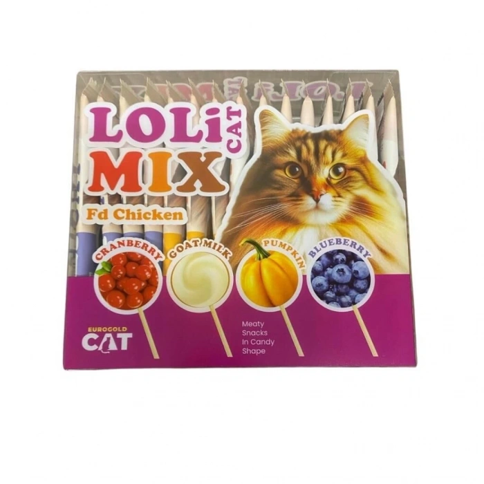 EuroCat LoliCat Karışık Lolipop Kedi Ödülü 1,5 Gr (15li Paket) (4 Çeşit)