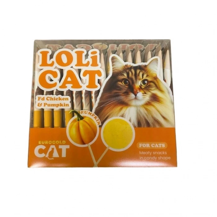EuroCat LoliCat Tavuklu Balkabaklı Lolipop Kedi Ödülü 1,5 Gr (15li Paket)