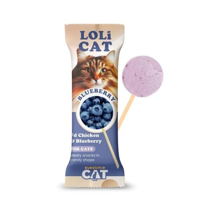 EuroCat LoliCat Tavuklu Yabanmersinli Lolipop Kedi Ödülü 1,5 Gr (15li Paket)