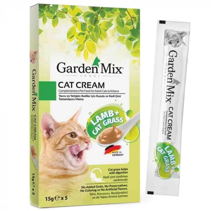 Garden Mix Kedi Çimi ve Kuzulu Krema Kedi Ödül Maması 15gr (5li)