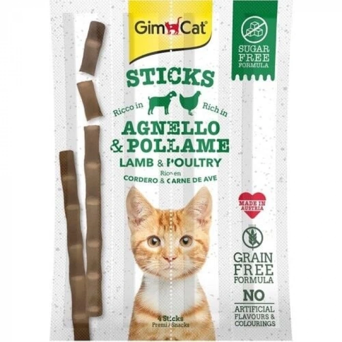 GimCat Sticks Kuzu Etli Ve Pirinçli Kedi Ödül Çubukları 4 Parça