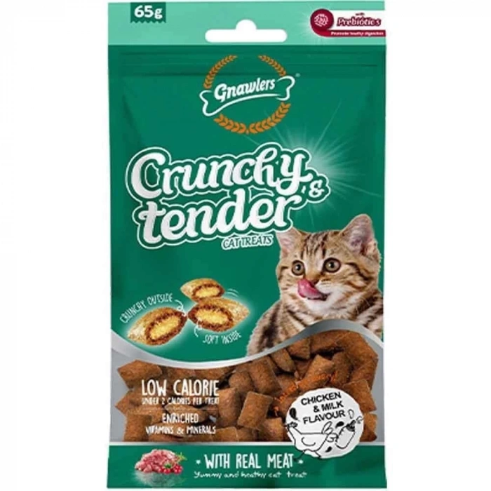 Gnawlers Kedi Ödülü Crunchy & Tender Tavuklu ve Sütlü 65 Gr