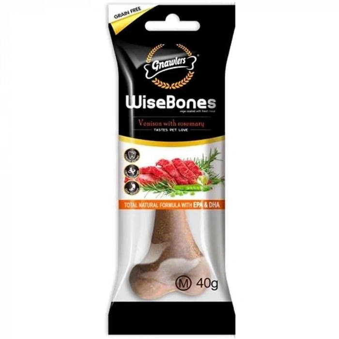 Gnawlers Wise Bones Geyik Etli ve Biberiyeli Köpek Ödül Kemiği 40 Gr