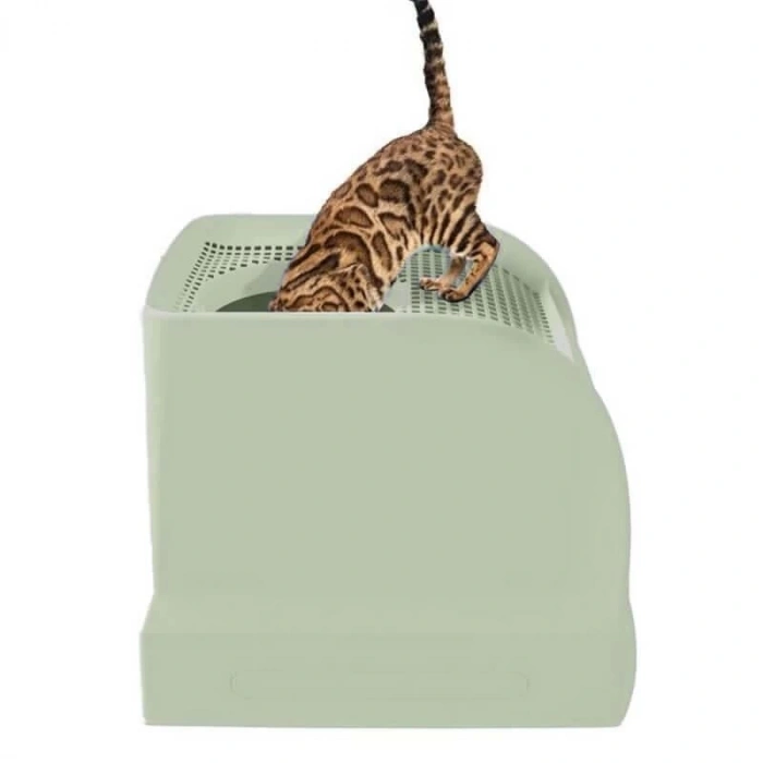 Imac Frida Üstten Girisli Elekli ve Çekmeceli Kedi Tuvaleti Yeşil