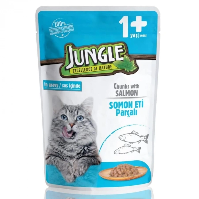 Jungle Pouch Somonlu Yetişkin Kedi Konservesi 100 gr