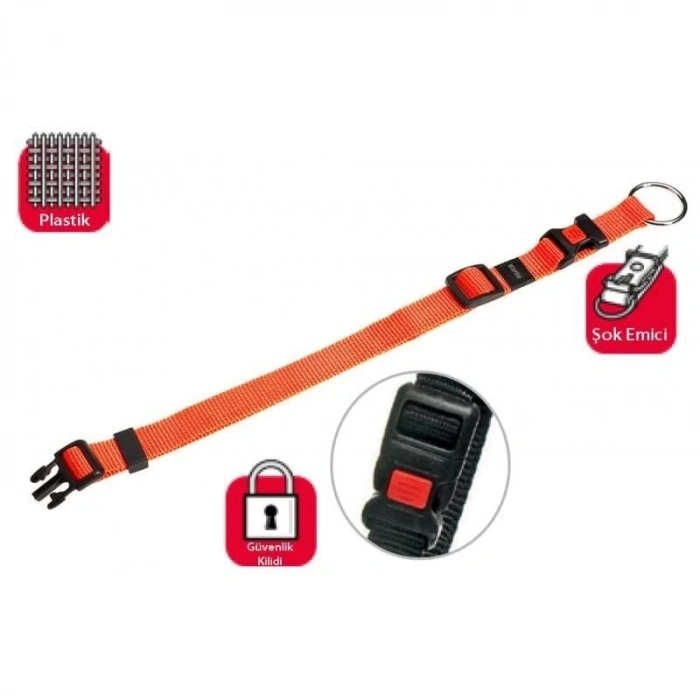 Karlie Kilitli Boyun Tasması 30-45cm/15mm Turuncu Small